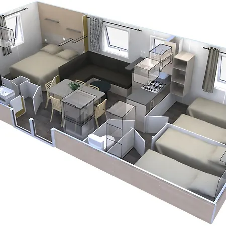 Mobil-home Avec Terrasse Pour 6 Personnes - Api-1-52-1187 *