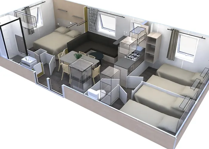 Mobil-home Avec Terrasse Pour 6 Personnes - Api-1-52-1187 *